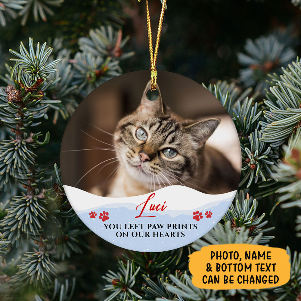 You Left Paw Print, Personalized Christmas Ornaments, Custom Photo Gift, Gift for Dog Lovers, Cat Lovers
