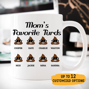 Mom's Favorite Turds Customized coffee mug, Personalized gift, Funny Mother's Day gift