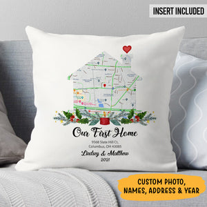 Our First Home Address Pillow, Personalized Pillows, New Home Gift, Custom Photo Pillow