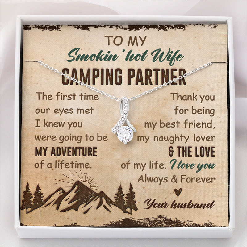 Camping Partner The First Time, Personalized Luxury Necklace, Message Card Jewelry, Gifts For Her