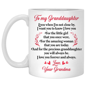 To my granddaughter Long Distance State Colors Customized Mugs, Personalized gifts