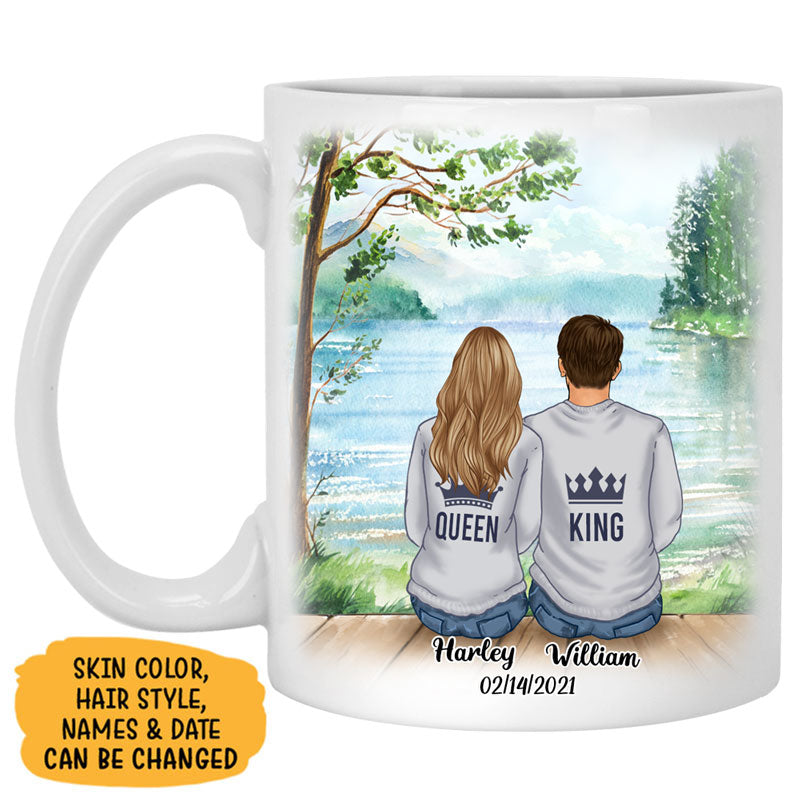 My Heart Is Wherever You Are, King Queen, Anniversary gifts, Personalized Mugs, Valentine's Day gift