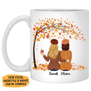 Sisters Custom Quotes, Autumn Fall Tree, Personalized Mug, Gift For Sisters