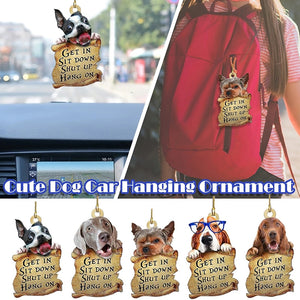 Cute 2D Puppy Car Hanging Pendant: Animal Acrylic Keychain for Car Rear View Mirror & Bag