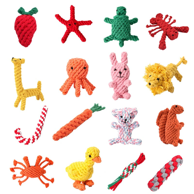 Cartoon Dog Chew Toys Cleaning Teeth Cotton Rope, Pet Accessories