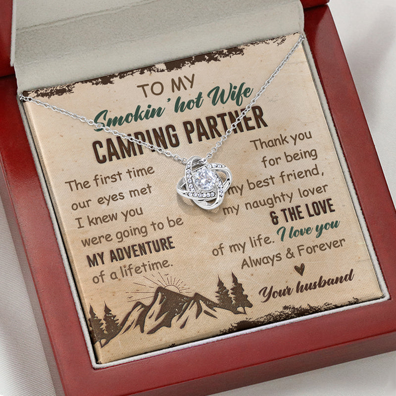 Camping Partner The First Time, Personalized Luxury Necklace, Message Card Jewelry, Gifts For Her