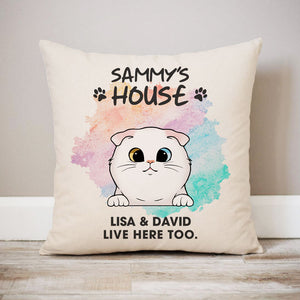 Welcome To The Cats House Pillow, Personalized Pillows, Custom Gift for Cat Lovers