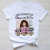 Easily Distracted by Dogs and Wine, Personalized Dogs Shirt, Customized Gifts for Dog Lovers, Custom Tee