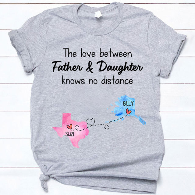 Long Distance Father and Daughter Personalized State Colors Light Premium T-Shirt, Custom Father's Day Gift