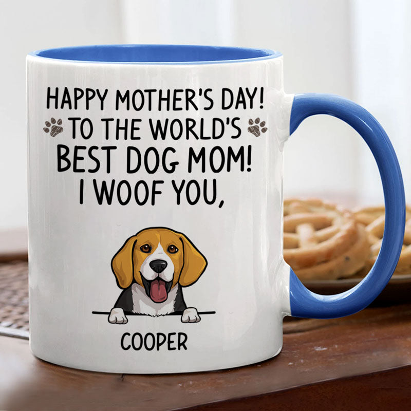 Happy Mother's Day Best Dog Mom, Personalized Accent Mugs