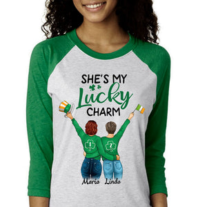 She's My Lucky Charm Personalized St. Patrick's Day Unisex Raglan Shirt