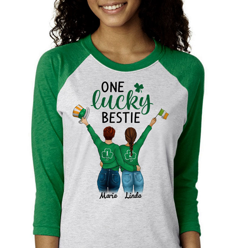 One Lucky Bestie Personalized St. Patrick's Day Unisex Raglan Shirt