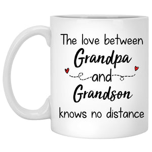 Long Distance Grandpa and Grandson Personalized State Colors Coffee Mug For Grandpa, Custom Father's Day Gift