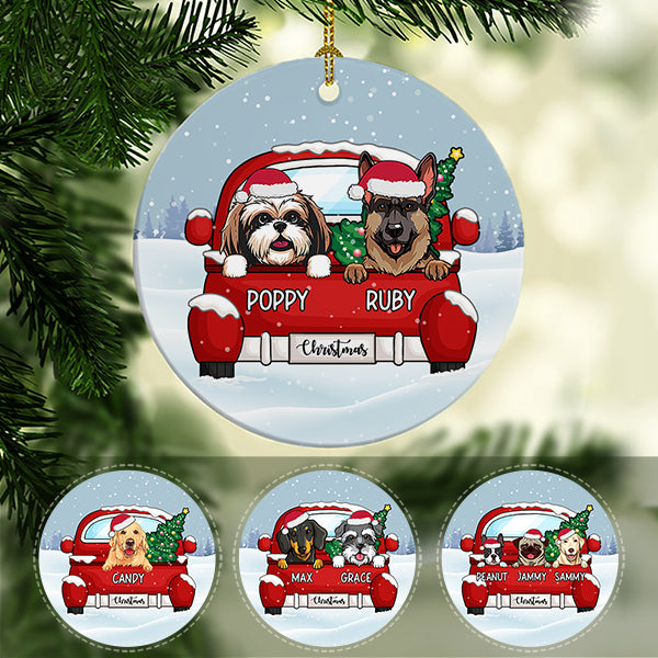Christmas and Dogs, Personalized Circle Ornaments, Custom Gift for Dog Lovers