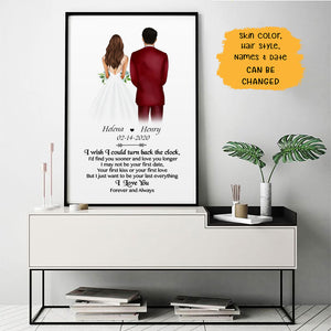 Turn Back The Clock Love You Forever and Always, Personalized Couple Wedding Poster, Anniversary Gift, Custom Gift