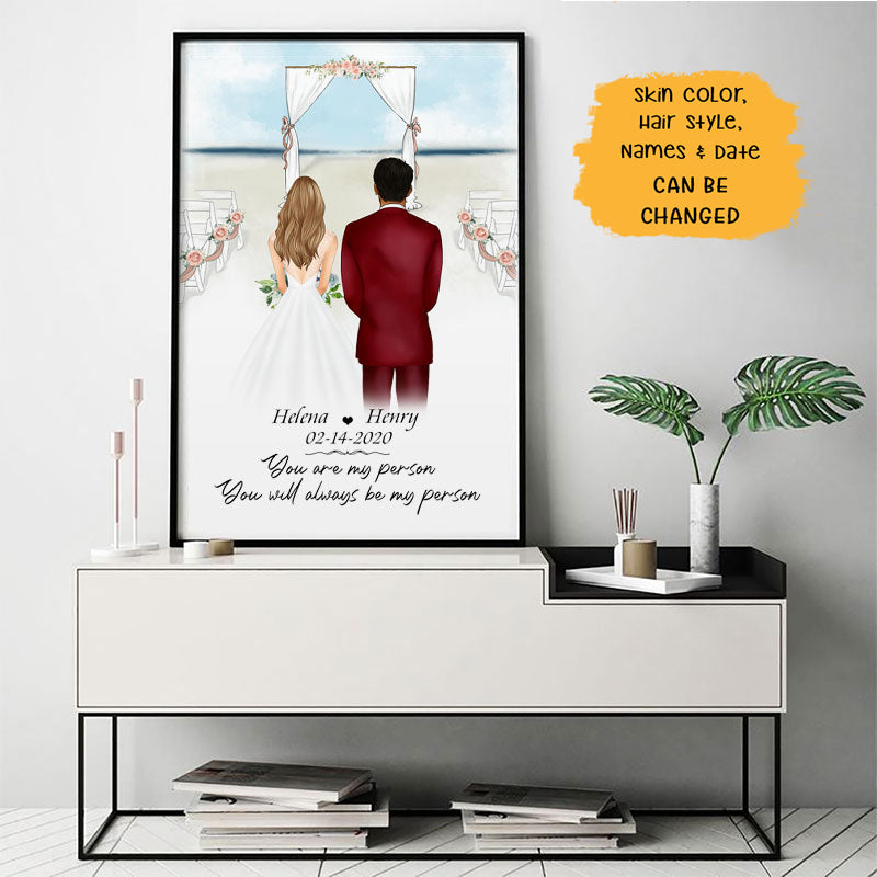 You Are My Person, Beach, Personalized Couple Wedding Poster, Anniversary Gifts, Custom Gifts