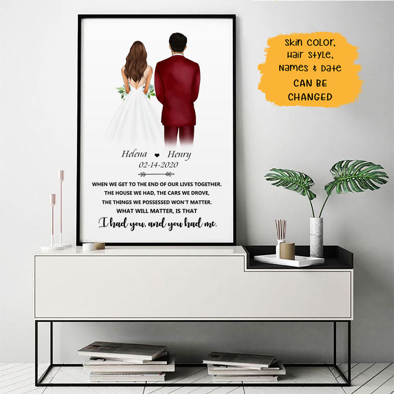 Anniversary Gift, I Had You and You Had Me Personalized Poster, Wedding Gift.