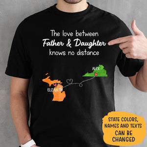 Long Distance Father and Daughter State Colors, Personalized T shirt, Custom Father's Day Gift