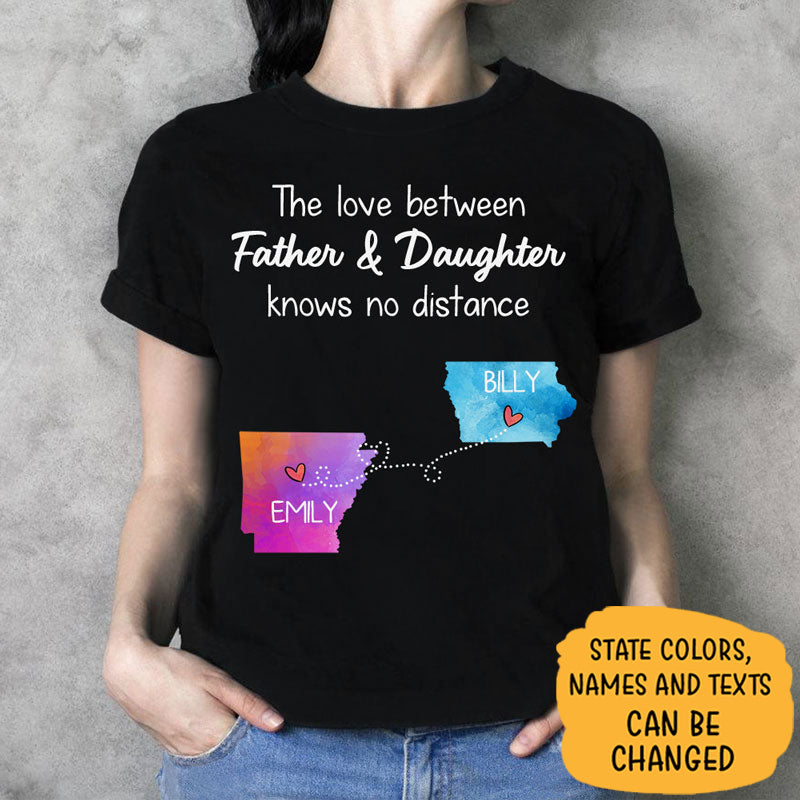 Long Distance Father and Daughter State Colors, Personalized T shirt, Custom Father's Day Gift