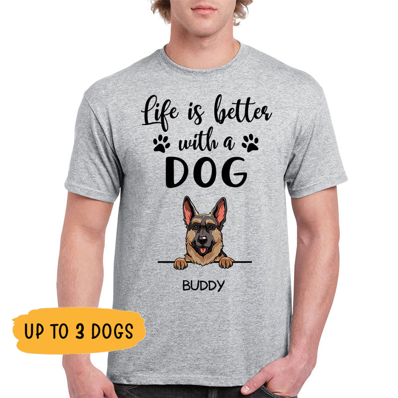 Life Is Better With Dogs, Personalized Shirt, Custom Gifts for Dog Lovers