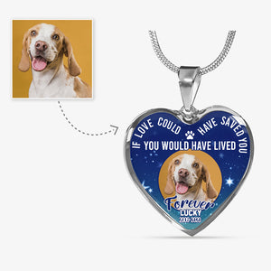Love Saved You Forever, Pet Memorial, Custom Photo, Luxury Heart Necklace