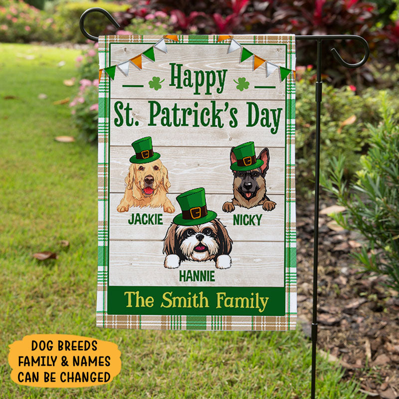 Happy St. Patrick's Day, Custom Dogs Flags, Personalized St. Patrick's Day Decorative Garden Flags