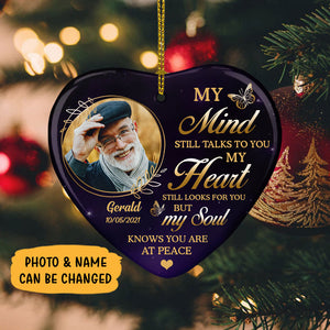 My Mind Still Talks To You, Personalized Heart Ornaments, Memorial Gift, Custom Photo Gift