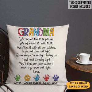 Personalized Gift To Grandma or Mom, Hugged This Little Pillow, Custom Pillow