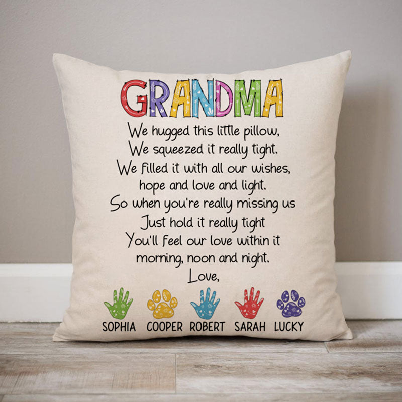 Personalized Gift To Grandma or Mom, Hugged This Little Pillow, Custom Pillow