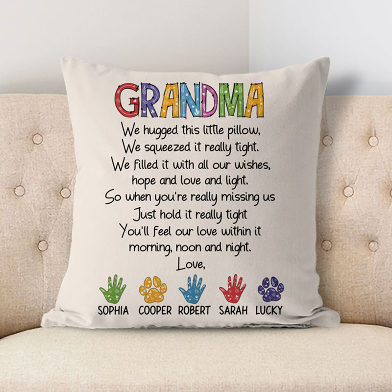 Personalized Gift To Grandma or Mom, Hugged This Little Pillow, Custom Pillow