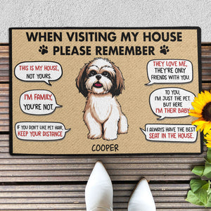 Visiting My House Please Remember, Personalized Doormat, Custom Gift For Dog Lovers