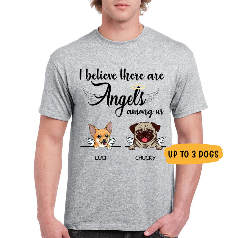 Angels Among Us, Custom Dog Memorial T Shirt, Personalized Gifts for Dog Lovers