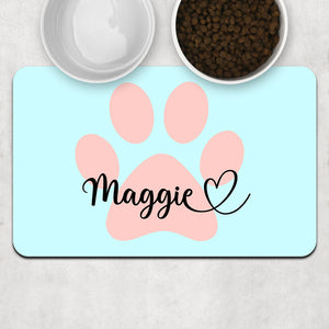 Paw Name Background Pet Placemat, Personalized Pet Food Mat, Pet Lovers Gifts