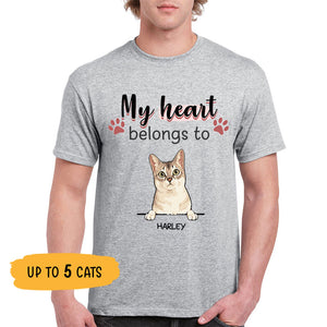 My Heart Belongs To, Custom Shirt, Personalized Gifts for Cat Lovers