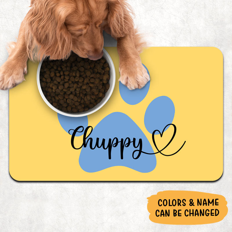 Paw Pattern Pet Placemat, Personalized Pet Food Mat, Custom Gifts For -  PersonalFury