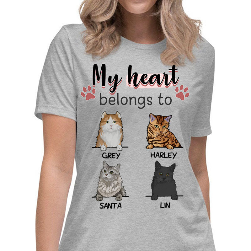 My Heart Belongs To, Custom Shirt, Personalized Gifts for Cat Lovers