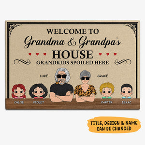 Welcome To Grandparents House Grandkids Spoiled Here, Personalized Doormat, Custom Doormat For Grandparents