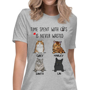Time Spent With Cats Is Never Wasted, Custom Shirt, Personalized Gifts for Cat Lovers