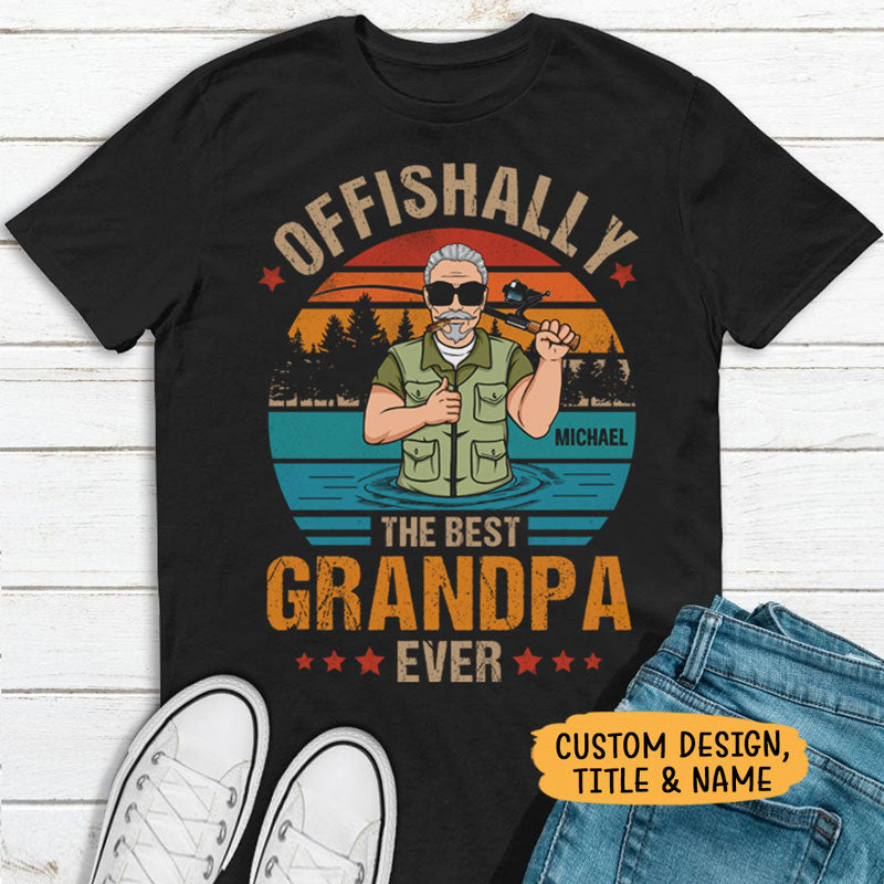 Personalized Gift for Dad, Gift for Grandpa, Custom T Shirt - Best Grandpa or Dad Fishing, PersonalFury, Basic Tee / Purple / L
