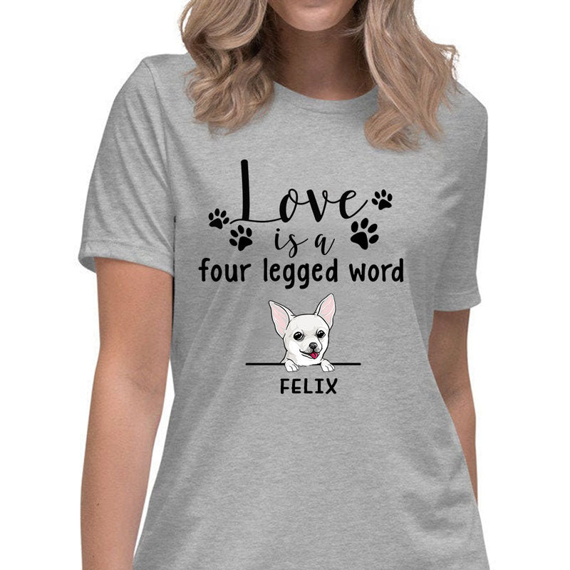 Four Legged Word, Custom Dogs T Shirt, Personalized Gifts for Dog Lovers, Custom Tee