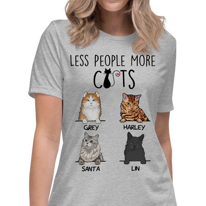 Less People More Cats, Custom Shirt, Personalized Gifts for Cat Lovers