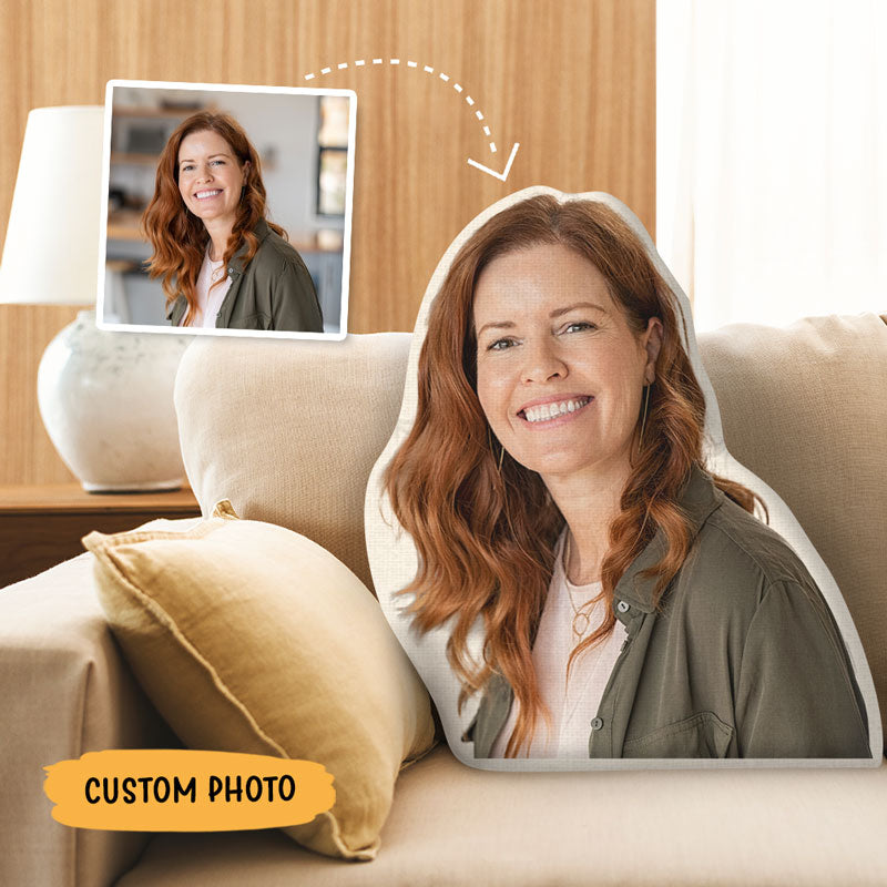 Custom Photo Pillow, Personalized 3D Photo Face Pillow, Gift For Family