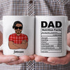 Dad Nutrition Facts, Personalized Funny Mug, Gift For Dad
