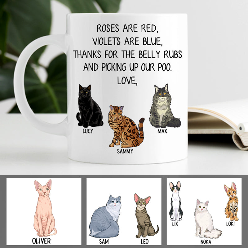 Funny cat coffee mug, personalized gift for cat lovers - Roses Are Red, Custom Coffee Mug