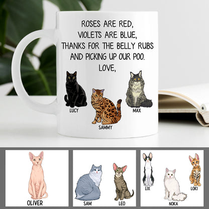 Funny cat coffee mug, personalized gift for cat lovers - Roses Are Red, Custom Coffee Mug