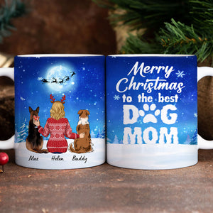 Dog mom Christmas mug, personalized gift for dog lovers - Merry Christmas to the best dog mom, custom coffee cup