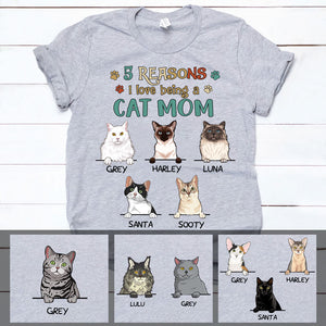 Reasons Being A Cat Mom, Custom Shirt, Personalized Gifts for Cat Lovers
