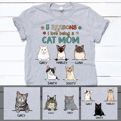 Reasons Being A Cat Mom, Custom Shirt, Personalized Gifts for Cat Lovers