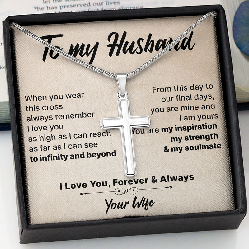 I Love You To Infinity And Beyond, Personalized Cross Necklace, Gifts For Him