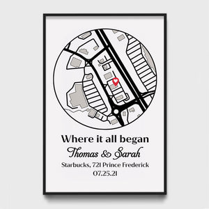 Where It All Began, Personalized Map Poster, Anniversary Gift For Couple